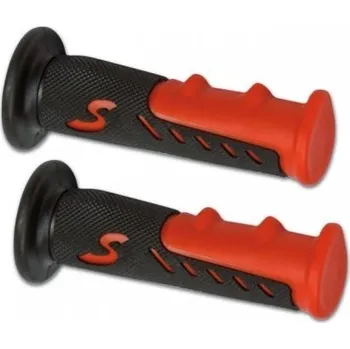 Rukojeti gripy na motorku DC gumové červené - černé, délka 122 mm