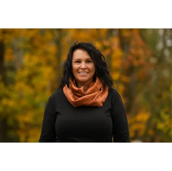 Šála Nelly lněná šála tunel cihlový 45x75cm