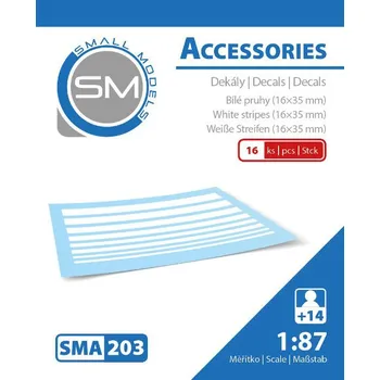 Modelová železnice sada obtisků Bílé pruhy 16x35 mm sma 203