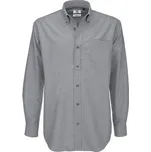 Košile pánská B&C Oxford s dlouhým rukávem - šedá, S