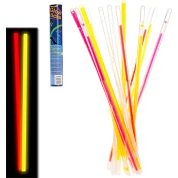 Karnevalový doplněk Tyčinky barevné párty dekorace svítící ve tmě 20cm set 50ks se spojkami v tubě