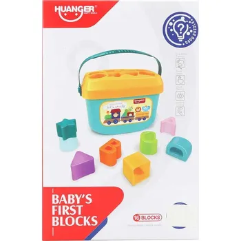 Vkládačka baby set kyblík vkládací + 16 kostek plast