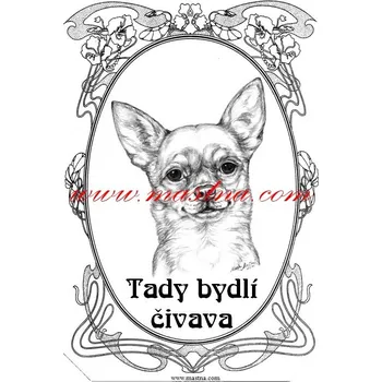 Cedulka čivava krátkosrstá, chihuahua secesní 2 - Bez samolepicí vrstvy
