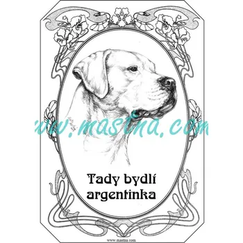 Cedulka argentinská doga ovál nek - Bez samolepicí vrstvy