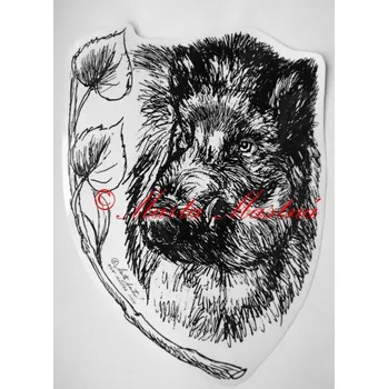 Samolepka divočák, divoké prase, černá zvěř, myslivost c291 - archiv - Malá - přibližně jako pohlednice