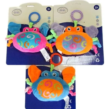 PLYŠ Baby krabík s hrkávkou 14cm chrastítko pro miminko 3 barvy