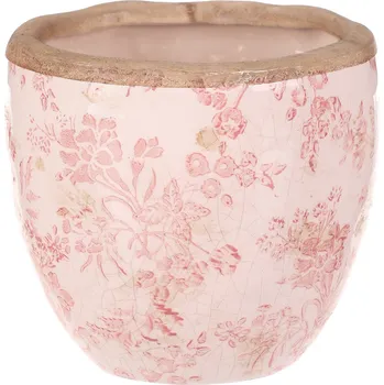 Stojan na květiny Autronic Obal keramický - retro styl, růžové květy. - KEV300-S