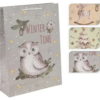 Dárková taška Taška dárková L, VÁNOČNÍ, 34x25x8,5cm, 3 dekory, papír