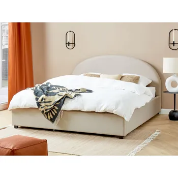 Nábytek Postel s úložným prostorem světle béžové polyesterové čalounění 180 x 200 cm minimalistický retro design Beliani