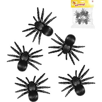 Figurka Pavouk černý 11cm zvířátko set 5ks Halloween dekorace