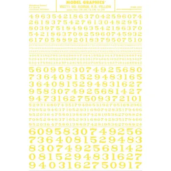 Modelová železnice propisot číslice Roman R.R. žluté Woodland Scenics MG711