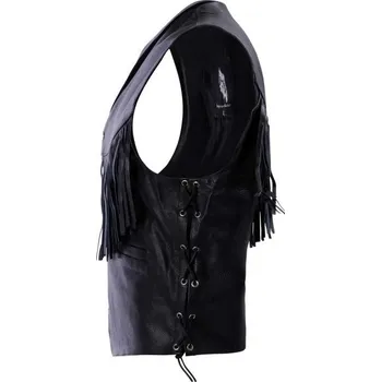 Dámská cargo bunda Kožená pánská vesta s třásněmi, vesta na motorku XXL