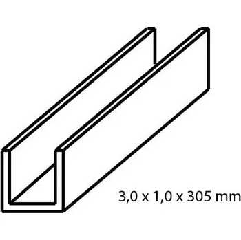 mosazný profil U 3,0 x 1 mm délka 305 mm Albion Alloys cc3