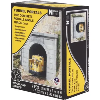 Modelová železnice tunelový portál betonový jednokolejný Woodland Scenics C1152