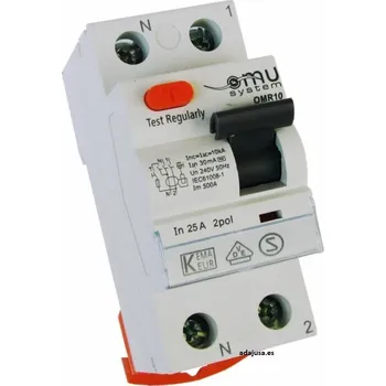 Proudový chránič OMU SYSTEM Systém Omu Proudový chránič RCD 2 póly 25A 0,03A 10kA typ A