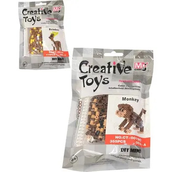 Dětské navlékací korálky Korálky barevné mozaika 3D objekty zvířátka set s doplňky 6 druhů v sáčku