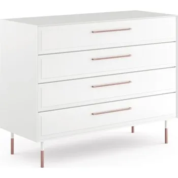 Komoda Bílá komoda Rosa Bianca, borovice, 4x zásuvka, rozměr 120x98x49cm