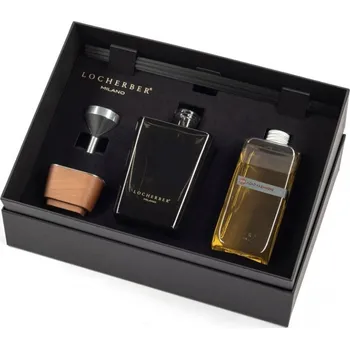 Aroma difuzér Locherber Milano Dárková sada s vůní AZAD KASHMERE - flakon aroma difuzéru + náplň 500 ml + tyčinky + trychtýřek + víčko z ořechového dřeva LH441047