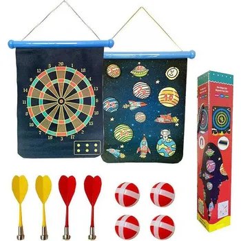 Terč na šipky Hra Šipky set magnetický rolovací terč závěsný se 4 šipkami a 4 soft míčky 2v1