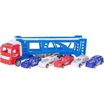 autíčko Přepravník aut 38 cm na setrvačník s auty 5 ks volný chod