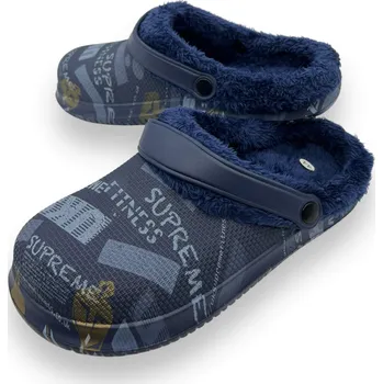 Pánské pantofle Fashion Pánské modré zateplené gumové nazouváky 01 Barva: Modrá, Velikost: 42