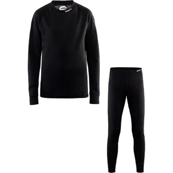Dětské termoprádlo Dětský set CRAFT Nordic Wool JUNIOR - černá 146 - 152
