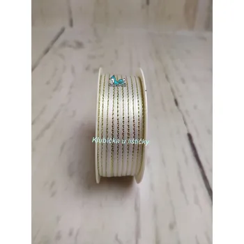 Stuha Český výrobce Atlasová stuha s lurexem 3mm-bílá se zlatou