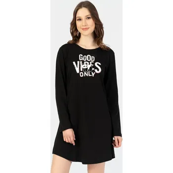 Dámské pyžamo Dámská noční košile Good vibes-černá Velikost: L