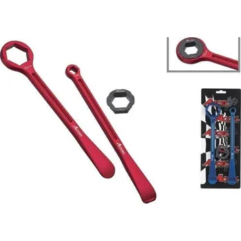 Nářadí na motocykly ACCEL sada montpáky (23+24cm) ALU7075 kované, s klíčem 10,13,27,32 mm barva oranžová