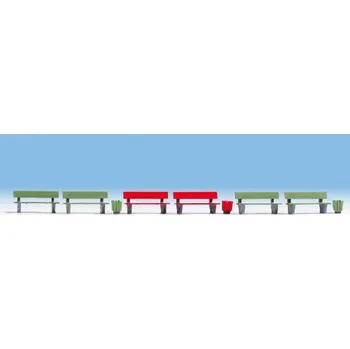 Modelová železnice lavičky s odpadkovými koši Noch 35848