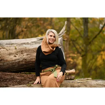 Šála Nelly lněná šála tunel hnědý 45x75cm