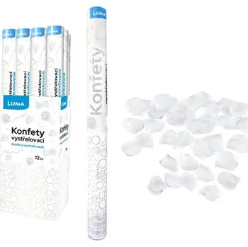 Konfeta Konfety vystřelovací 60cm plátky růží bílé LUMA