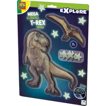 Samolepící dekorace SES Creative Explore Dinosauři s hvězdami nástěnná dekorace ve tmě svítící