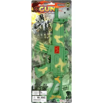 Dětská zbraň Samopal vojenský 43cm dětská plastová zbraň pohyblivá hlaveň na kartě