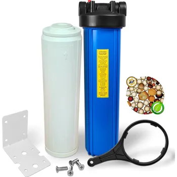 vodní filtr Trojdílné filtrační pouzdro BB 20“/4,5“ x 1“ a vložkou na železo, mangan, amoniak a tvrdost vody, nosníkem a klíčem