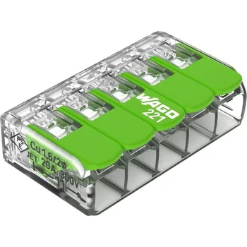 svorka WAGO 221-425 Krabicová svorka flexibilní páčková 5x4mm2 - COMPACT max 85°C