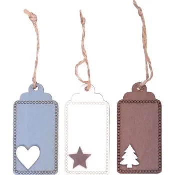 Dárková visačka Jmenovky na dárky dřevěné mix barev 6x4cm/3ks