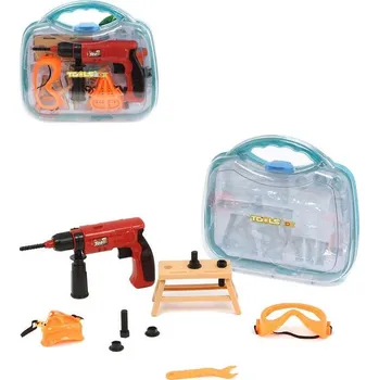 Dětská dílna Nářadí dětské pracovní plastové set s vrtačkou a doplňky v kufříku