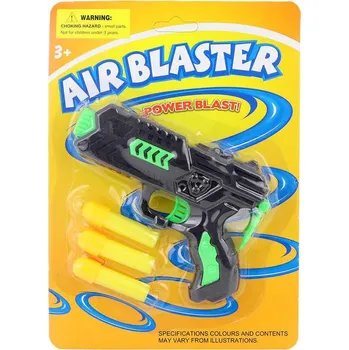 Dětská zbraň Pistolka dětská černo-zelená 12cm + 3 soft pěnové náboje