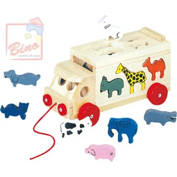 Dřevěná hračka Bino DŘEVO Kamion se zvířaty (dřevěná hračka)
