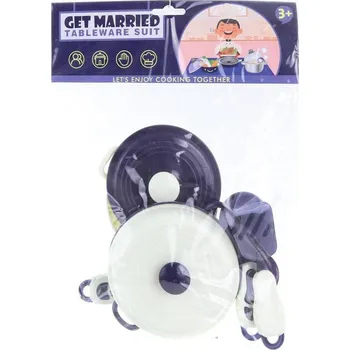 Dětská kuchyňka Nádobí dětské set 2 hrnce s příbory a kuchyňskými nástroji plast