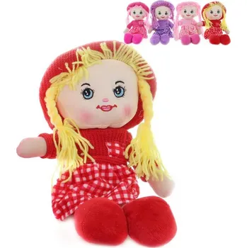 Panenka Panenka textilní 35cm hadrová s copánky v kloboučku 4 barvy