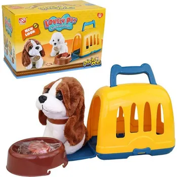 plyšák PLYŠ Pejsek herní set s přenosným boxem a doplňky plast