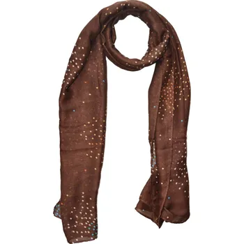 Šála Charm Dámská lehká šála 100x180 cm vzor puntíky barva hnědá