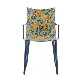 Jídelní židle H.H.H. Graphic Impression modrá/květy v hořčicové