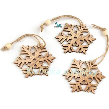 Korálek Vánoční dřevěná vločka