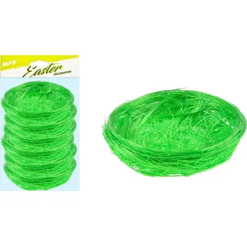 Velikonoční dekorace Hnízdo sisal 7cm 6ks - zelené