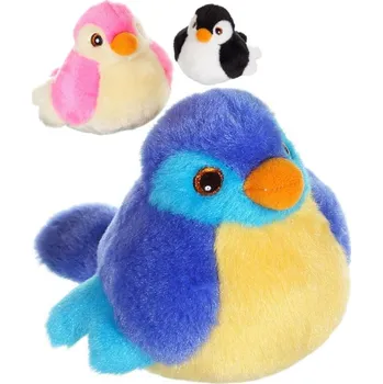 plyšák PLYŠ Ptáček 14cm na baterie Zvuk 7 barev (plyšová hračka)