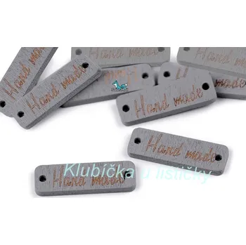 Nášivka Hand made šedá 30x10mm