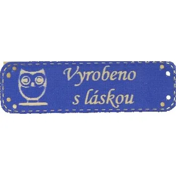 Hand made štítek koženka modrá sova